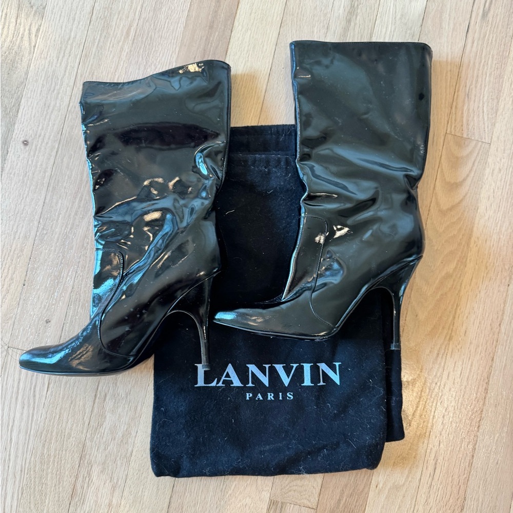Lanvin Women's Black Patent Leather Mid calf Boots